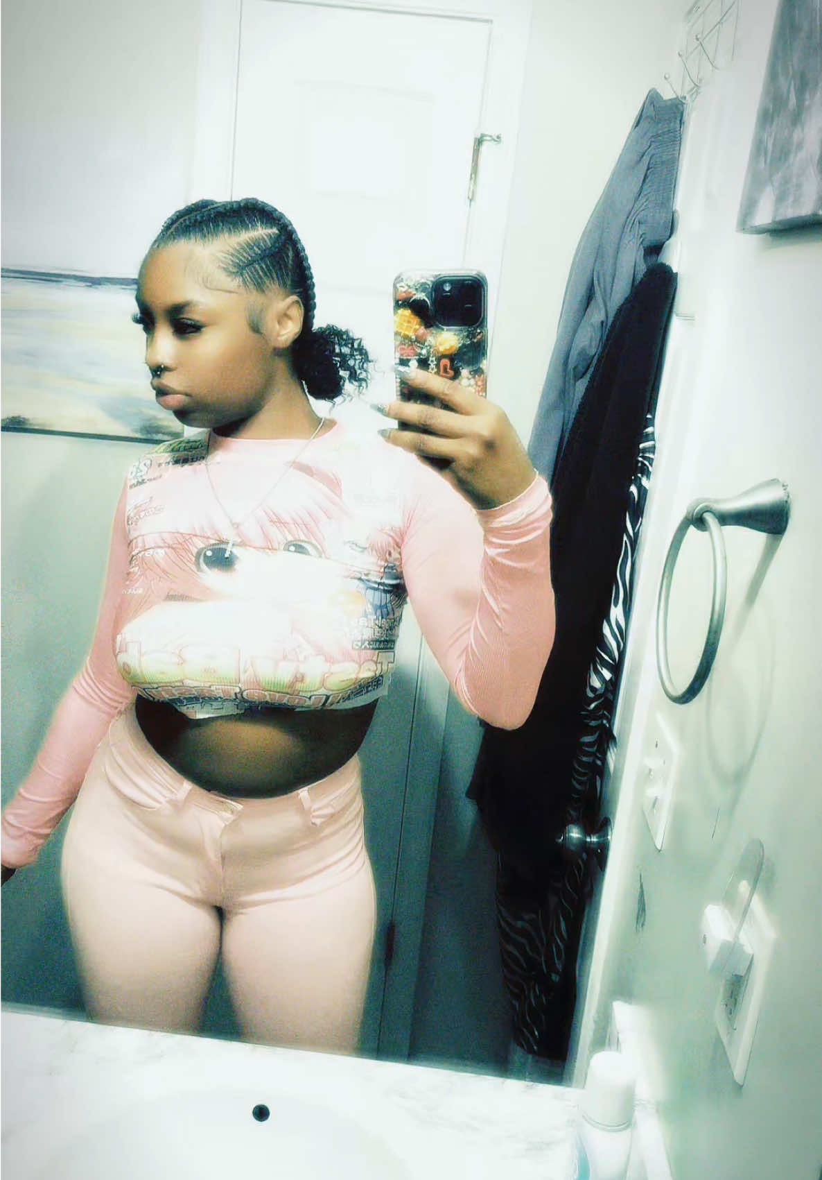 my girl iced my hair lol I love it #stitchbraids #messybuns 
