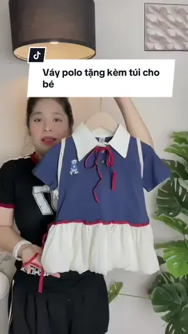 Váy polo gấu xanh tặng kèm túi cho bé đây ạ  #vaybegai  #thoitrangbegai 