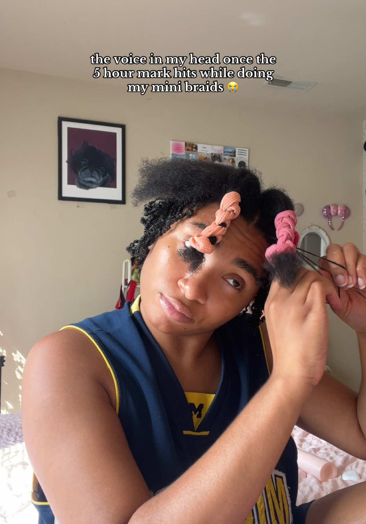 the resultz are honestly so worth it 😭 but my back & arms hate me right now 😂 #protectivehairstyles #minibraids #naturalhairstruggles #naturalhairjourney #lengthretention 