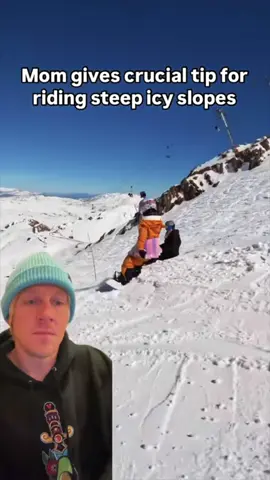 Save this for your next east coast icy day 😂 this mom has the right idea with some super crucial tips for riding icy terrain. Finding the texture 🙌 #snowboarding #icysnow 