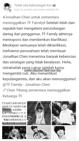 BANTU SALIN TAUTAN JIE. INFO TERKINI TENTANG TRAINEE CHEN YI HENG. Hai semuanya, aku admin 🌷🍓yiyi🍓🌷 sebelum nya maaf.🙏 - Ouh iya sekarang kan lagi beredar rumor tentang chen yiheng ya, aku cuma mau ngingetin ke kalian kalo kalian emang beneran suka/fans ama chen yiheng jangan mudah kecewa cuma karna video video itu guys, kasian chen yiheng aku ga tega liat nya di tiktok malah banyak yang nge hujat yiheng tapi moga kalian tetep support dia oky? pollowers yiheng di weibo turun drastis guys🥹padahal dia udah berusaha sebaik mungkin sampai di titik sekarang tapi gara gara masalah yang udah lalu dia jadi kena hujat, tolong lah kalo kalian emang fans tolong SEMANGATIN DIA dia masih kecil 15 tahun udah nerima hujatan kaya gitu, bukan bermaksud ngebela yiheng aku pun tau klo di video yang beredar di weibo itu bener bukan editan karna memang di konfirmasi sama agensi dan chen yiheng sendiri, tapi buat kita fans indo ayo bantu semangatin idola kita bukan malah ikutan ngejatuhin idola kita, ANDAI GW ORANG CHINA UDAH KU DATENGIN TU ORANG YANG NYEBAR VIDEO...  *percaya atau engga yiheng pasti bakal inget sama kasus ini dan itu bisa menjadi sakit buat dia, gimana kalo dia drop terus out atau hiatus lama? Kalian mau?  dah segitu aja dari aku sebagai fans cyh, moga kasus nya cepet selesai🥹 hug jauh buat cyh🫂💜 > DIA MAU CUTI GUYS KATANYA. KALO UDAH KELAR MUNGKIN DIA KEMBALI KE PERUSAHAAN.☹️ -  SOO KALIAN KALO MAU TAU TENTANG TRAINEE CHEN YI HENG JANGAN LUPA FOLLOW BIAR GA KETINGGALAN INFO.🫰🏻😻 #xiao女儿 #gilasihkalogkfyp #fypppppppppppppppppppppppp #TF家庭 #JonathanChen4GenerationTopVisualAppearance 