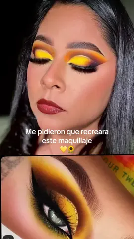 Me pidieron que recreara este maquillaje díganme que tal salió 😃😃 #makeup #tutorialdemaquillaje #maquillajeamarillo #recreaciondemaquillaje #makeuptutorial 