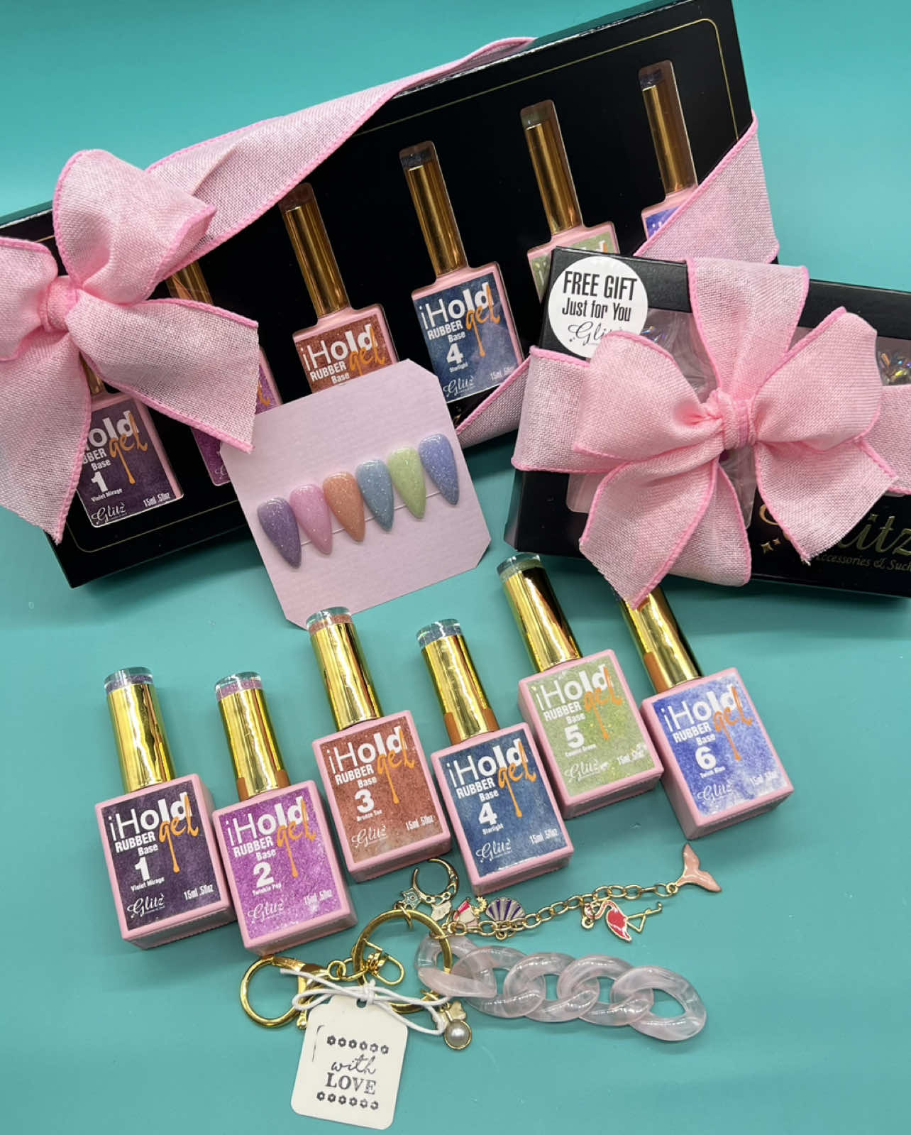 It’s time! 🚀   The NEW Rubber Base Collection is now available for pre-order.   Strong, flexible, and flawless. These 6 shades are perfect for nail techs, DIYers & press-on artists.   🎀 Pre-order bonus gifts: Bag charm, Mini Crystal Mix Kit & Exclusive tutorial.   📦 Pre-launch is LIVE → www.glitzaccessoriesandsuch.com  #rubberbasegel #nailtechlife #glitzfam #glitzaccessoriesandsuch 
