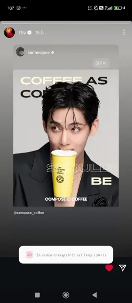 Story de V sur Instagram 💜💜💜💜💜💜💜💜💜💜💜💜💜💜 il est toujours aussi magnifique 😍😍😍#v #fypシ゚viral🖤tiktok #instagramstories #btsforever #kimtaehyung 