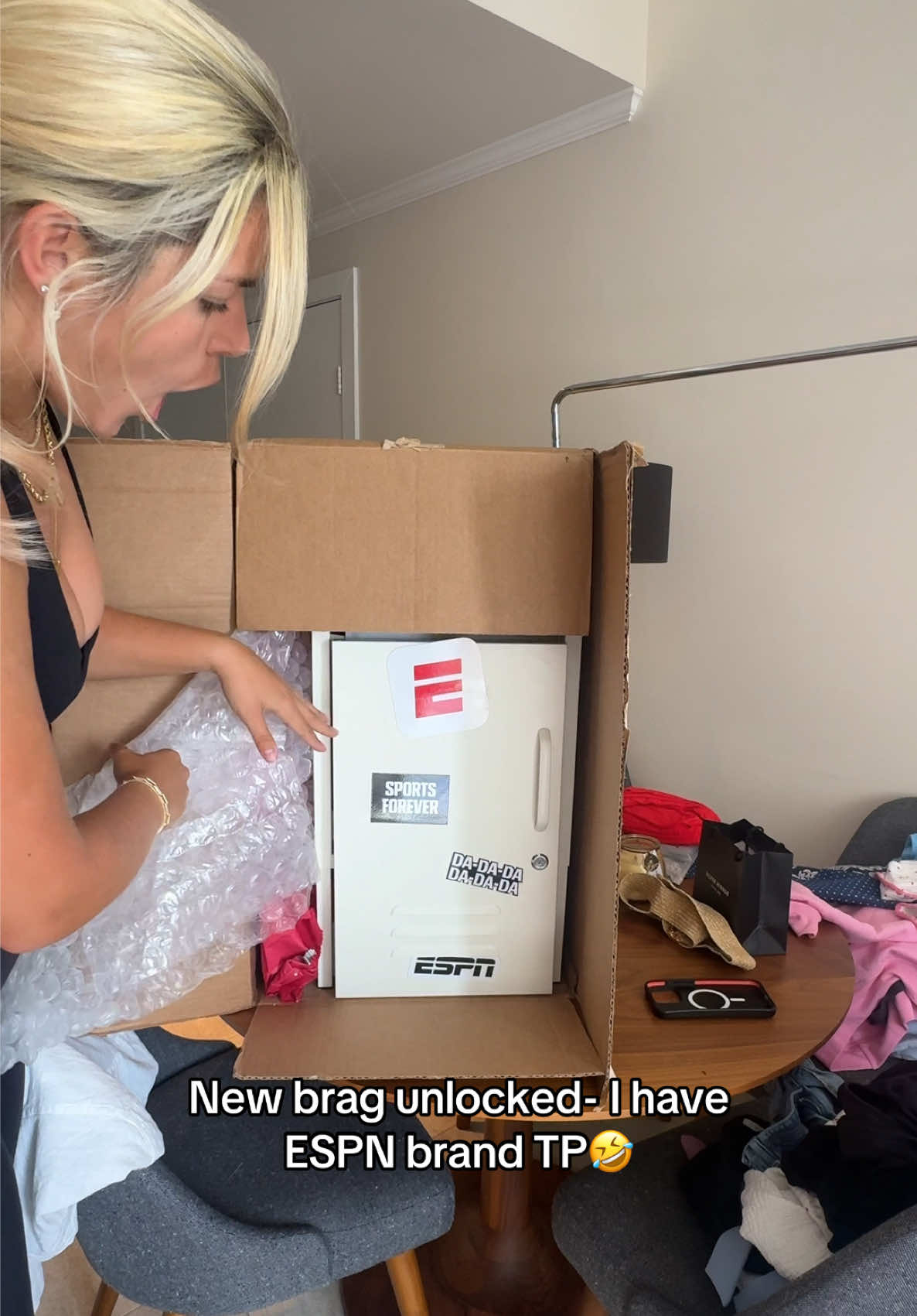 The most calmly chaotic unboxing but I’m ready for football season 😂 @ESPN #football #espn #unboxing #pr 