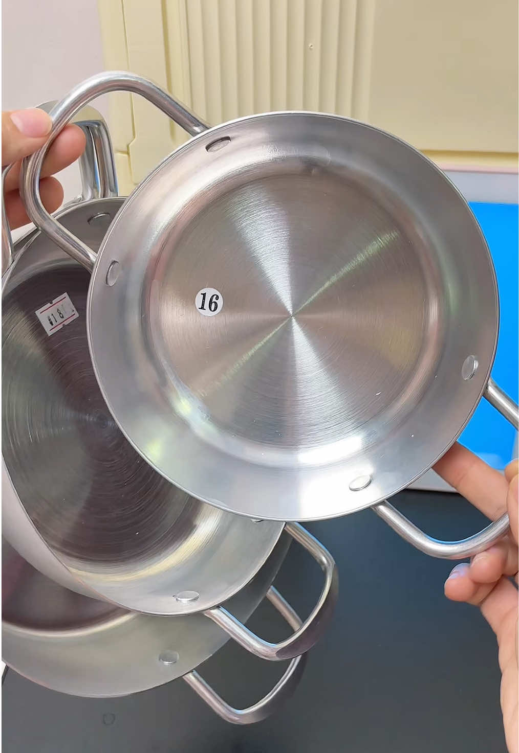 Combo 3 chảo nhôm đáy bằng dày sáng bóng đẹp #chaonhom #chaonhomchongdinh #chaonhombong #chaonhomsaulong  
