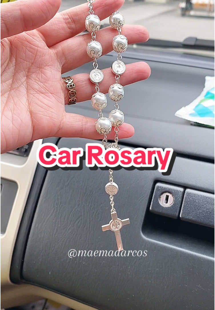 CAR ROSARY ✨ a reminder that I’m never alone on this journey. 😇 get yours! 🤗 #carrosary #rosary #fyp #caraccessories 