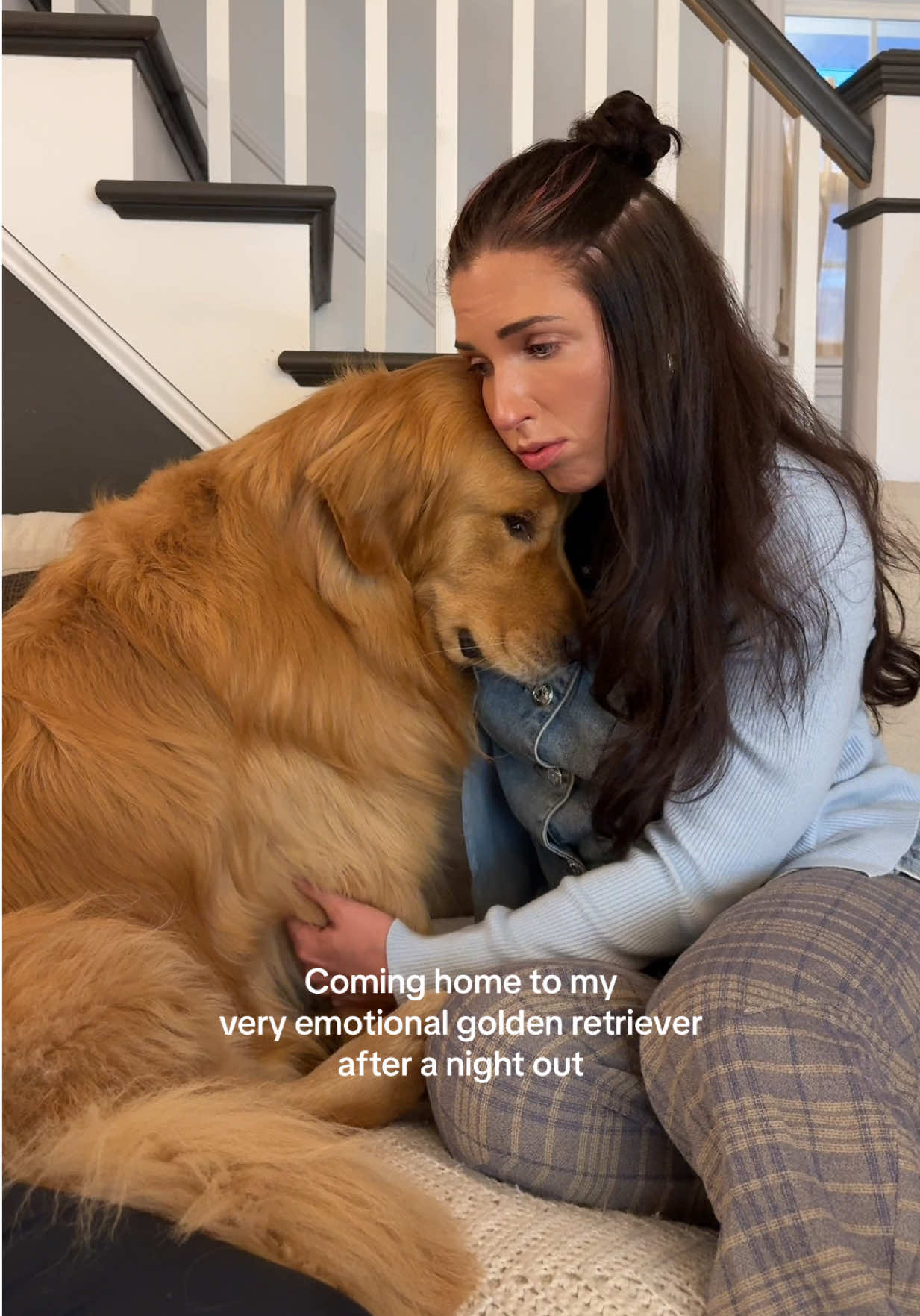 We left while he was eating so he didn’t notice we were gone and went upstairs to look for us 😞🫠#goldenretriever #dogsoftiktok 