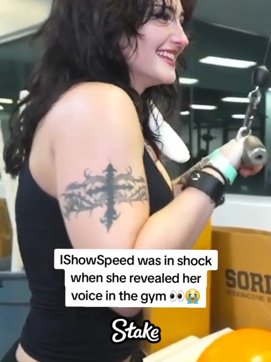 IShowSpeed was in shock when she revealed her voice in the gym 👀😭 #ishowspeed #fyp 