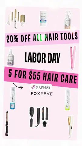 LABOR DAY SALE STARTS NOW ✨ Get 20% off all hair tools & pick ANY 5 hair care items for only $55 🛍️ Comment what you’re getting & we’ll guess what Astrological sign you are 💖 #labordaysale #ldw #foxybae #hairtok #viraldeal 