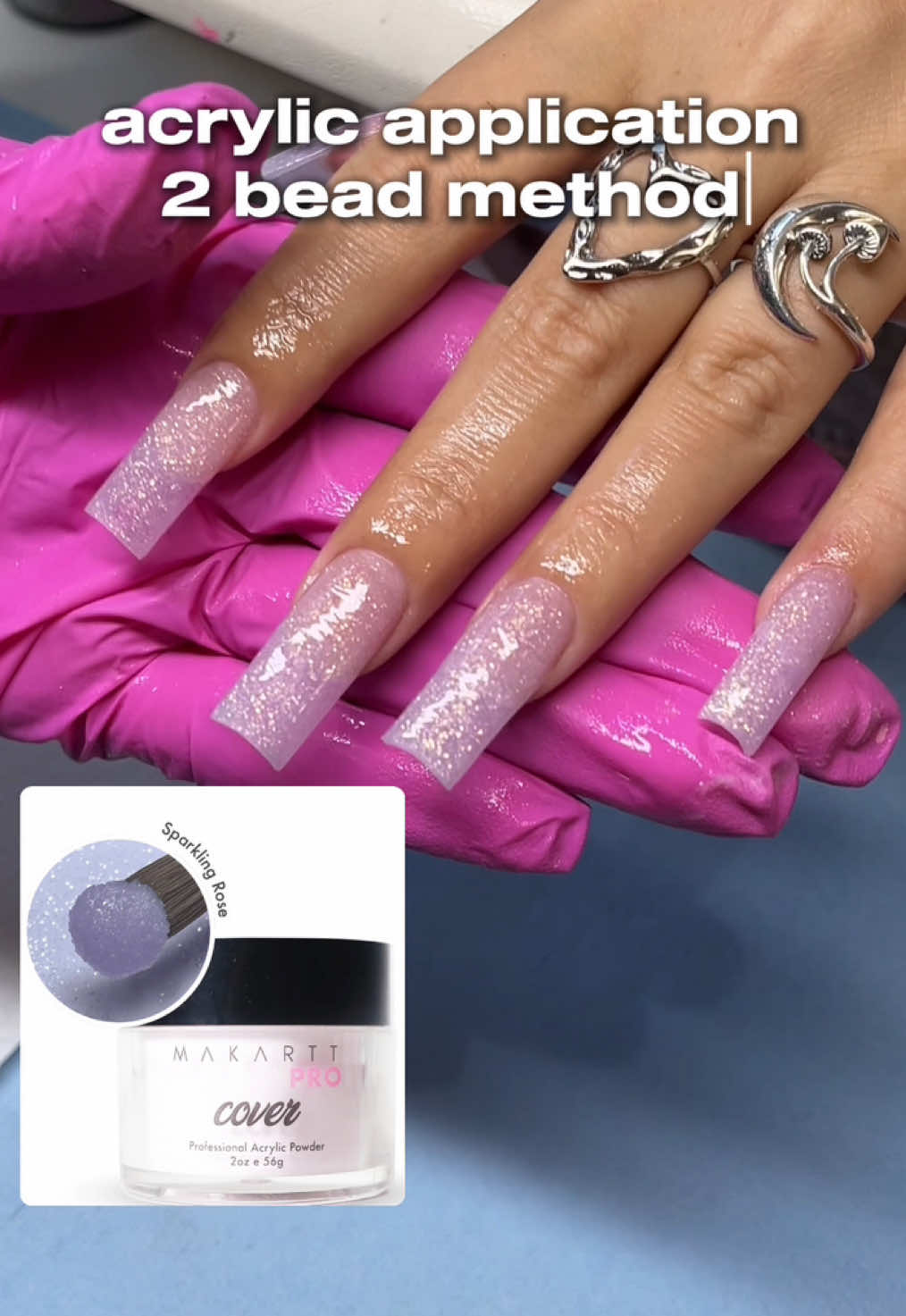 2 bead acrylic application using cover acrylic sparkling rose @MakarttPro #makarttpro #makarttprobrandartist #acrylicapplication #acrylicapplicationtutorial #2beadacrylicapplication 