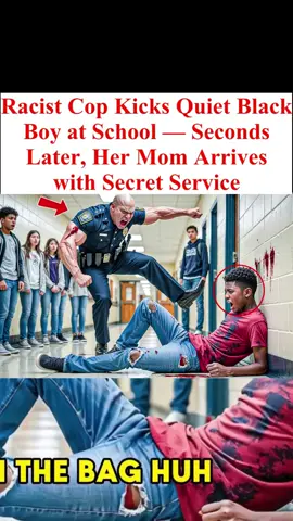 Racist Cop Kicks Quiet Black Boy at School — Seconds Later, Her Mom Arrives with Secret Service#usa #drama #cops 