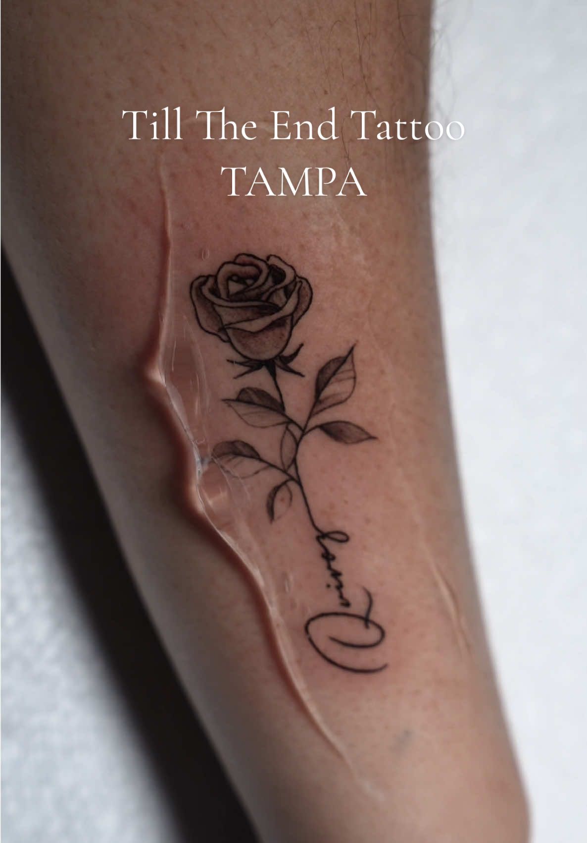 Fine Line Rose tattoo done by artist Yadier at my shop @Till the End Tattoos Tampa  