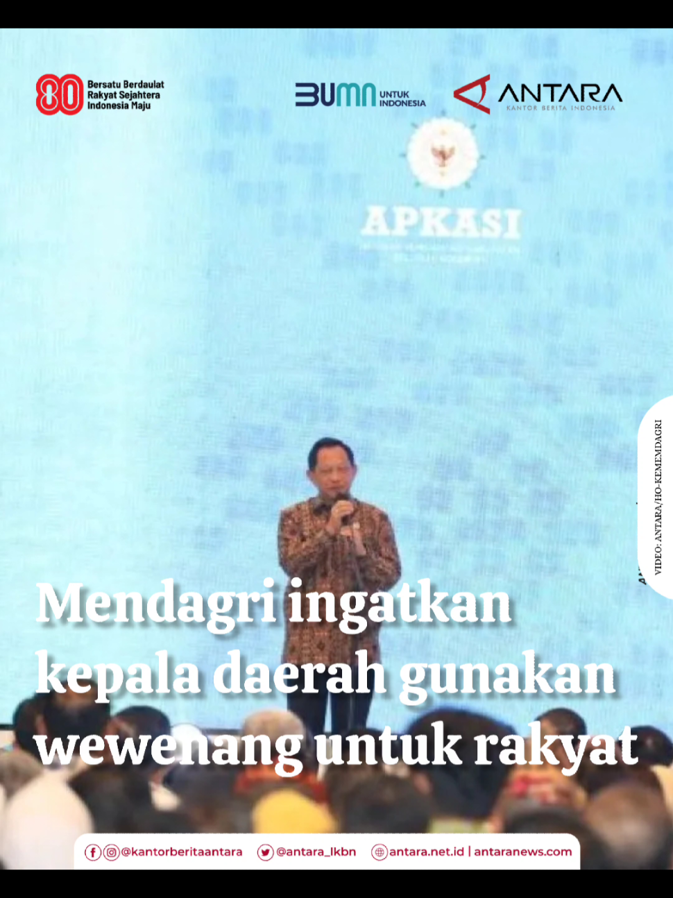 Menteri Dalam Negeri (Mendagri) Tito Karnavian menegaskan pentingnya kepala daerah menggunakan kewenangan yang dimiliki secara tepat dan berorientasi pada kepentingan masyarakat. 
