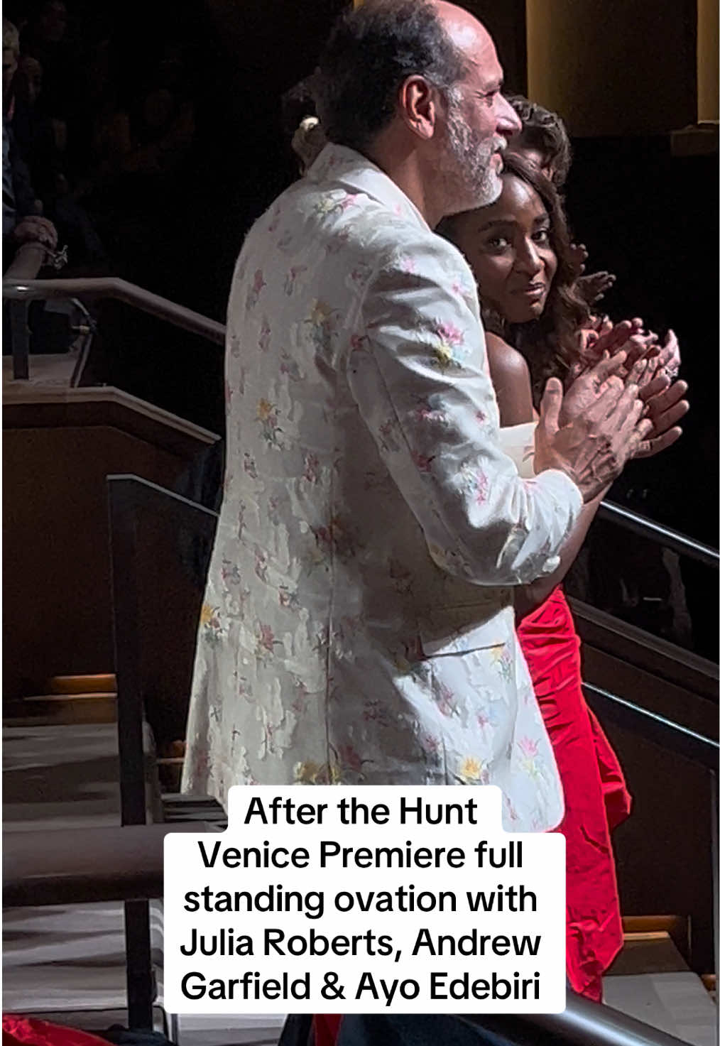 After the Hunt premiere full standing ovation with Julia Roberts, Luca Guadagnino, Ayo Edebiri, Andrew Garfield and Chloë Sevigny  #venicefilmfestival #movie #juliaroberts #andrewgarfield #ayoedebiri 