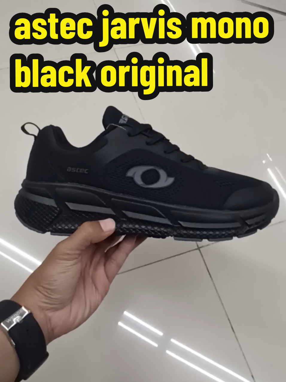 Sepatu running sport pria astec jarvis mono black original #fyp #sneakers #runningshoes #astec 