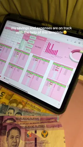 Savings & expenses tracker for ₱30 only! ✨ー Automated charts, total calculations, auto deductions for expenses, and customizations according to your favorite color!  Available for cellphones, tablet / iPad, laptops, and personal computers!  DM me on ig (xclnsht) to avail!  #spreadsheet #savings #tracker #moneytips #fyp 