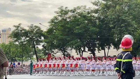 Nữ quân nhạc quá xinh đẹp các chị ơiiiii #a80 #quốckhánh #HàNội #quannhac 