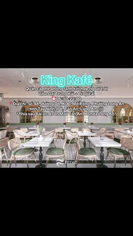 ☕️ KING KAFÉ – Quán cà phê vibe Địa Trung Hải _ Tropical xịn xò 🌊🌴 📍 48, Đường D6, KDC Mở Rộng, P.6, TP. Tân An, Long An (ngay sau Bãi xe Aeon Mall Tân An – Honda Long An) ⏰ Mở cửa: 06:30 – 22:00 (xuyên lễ, xuyên Tết luôn nha 😉) 🔥 Điểm cộng nè: ✨ Phòng lạnh mát rượi – ngồi học, làm việc bao chill ✨ Phòng VIP riêng tư cho thuê họp – có máy chiếu, tiện nghi full set ✨ Không gian ngoài trời Đại Trung Hải + Tropical – lên hình bao đẹp 📌 Google Maps: Đi là tới 👉 https://maps.app.goo.gl/s8JaKe82gSX59FjB8?g_st=ic 👉 Hẹn team mình ở King Kafé, uống cà phê mà cứ tưởng đang đi du lịch 🌴🌊