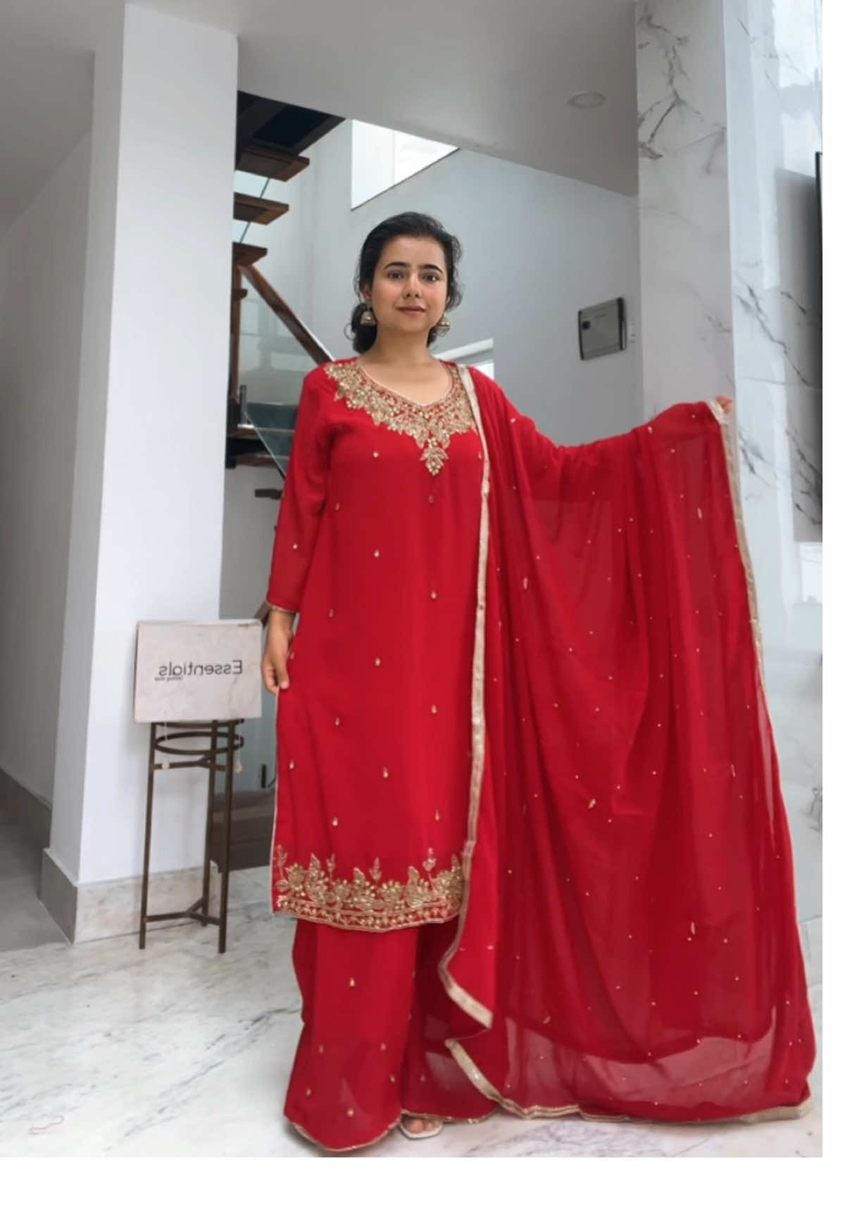 Red ✨♥️🪞 Georgette chiffon set  Dashain collection  Message to order ✨💫  Viber/ WhatsApp: 9849297911 #dashaincollection  #dashain  #creatorsearchinsights  #kurtafordashain 