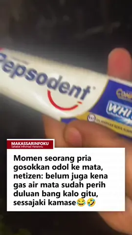 Belum juga kena gas air mata sudah perih duluan bang😂🤣 #makassarinfoku #sahabatinformasiharianmu 