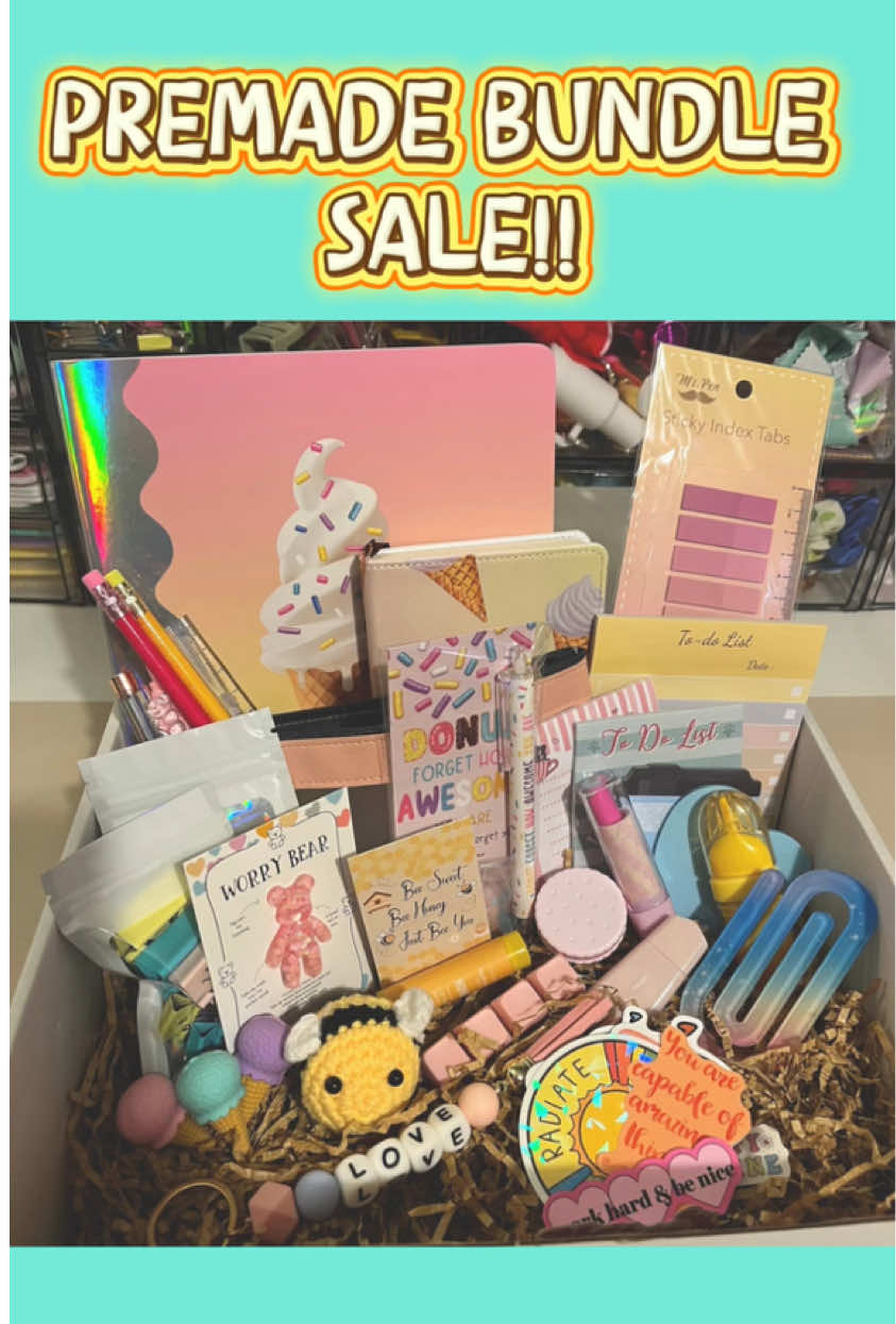 ✨ Premade Bundle Sale! ✨ Enjoy 25% off every style + a surprise Mystery Item inside! Hurry—only one of each style is available, so snag your favorite today! #mysterybundles #etsyshop #customitems #custombundles #stationarybundles 