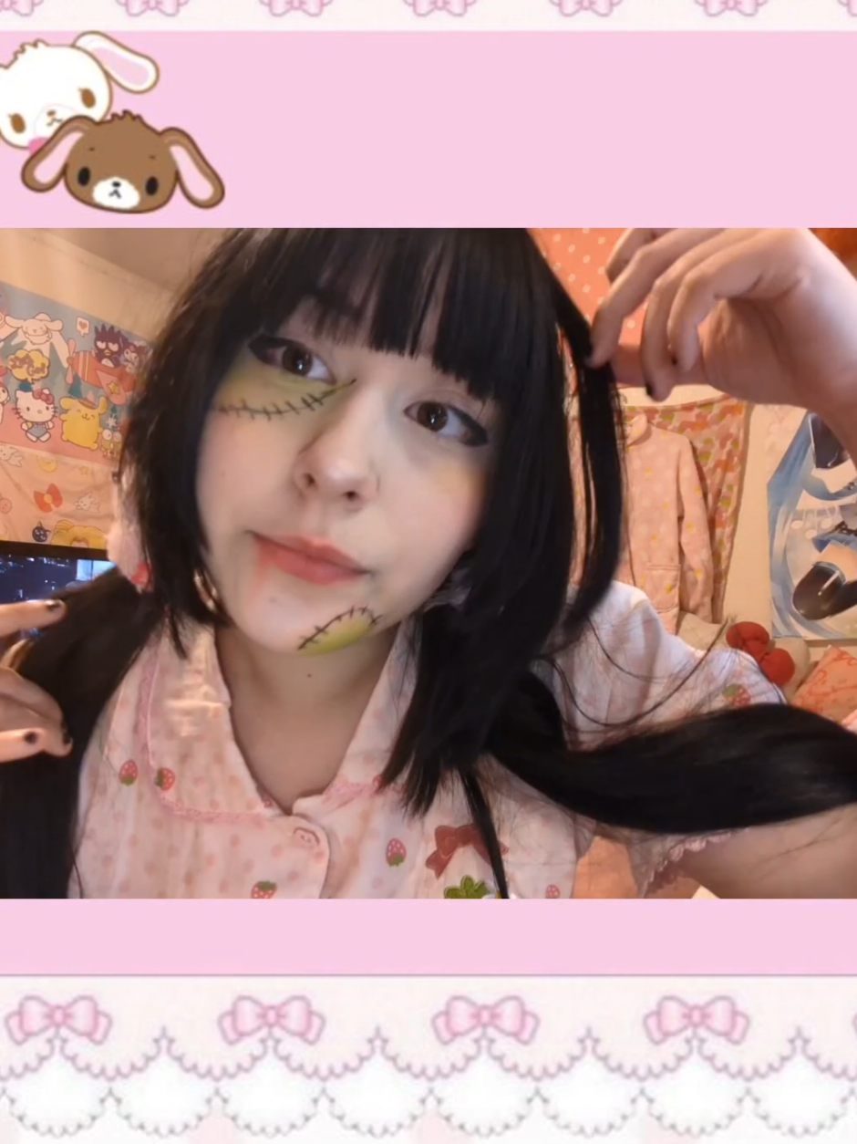 zombie makeup it was rushed🙀 #cutecore🎀🦴🍮🐾 #jfashion #alt #kawaiicore #cutecore 