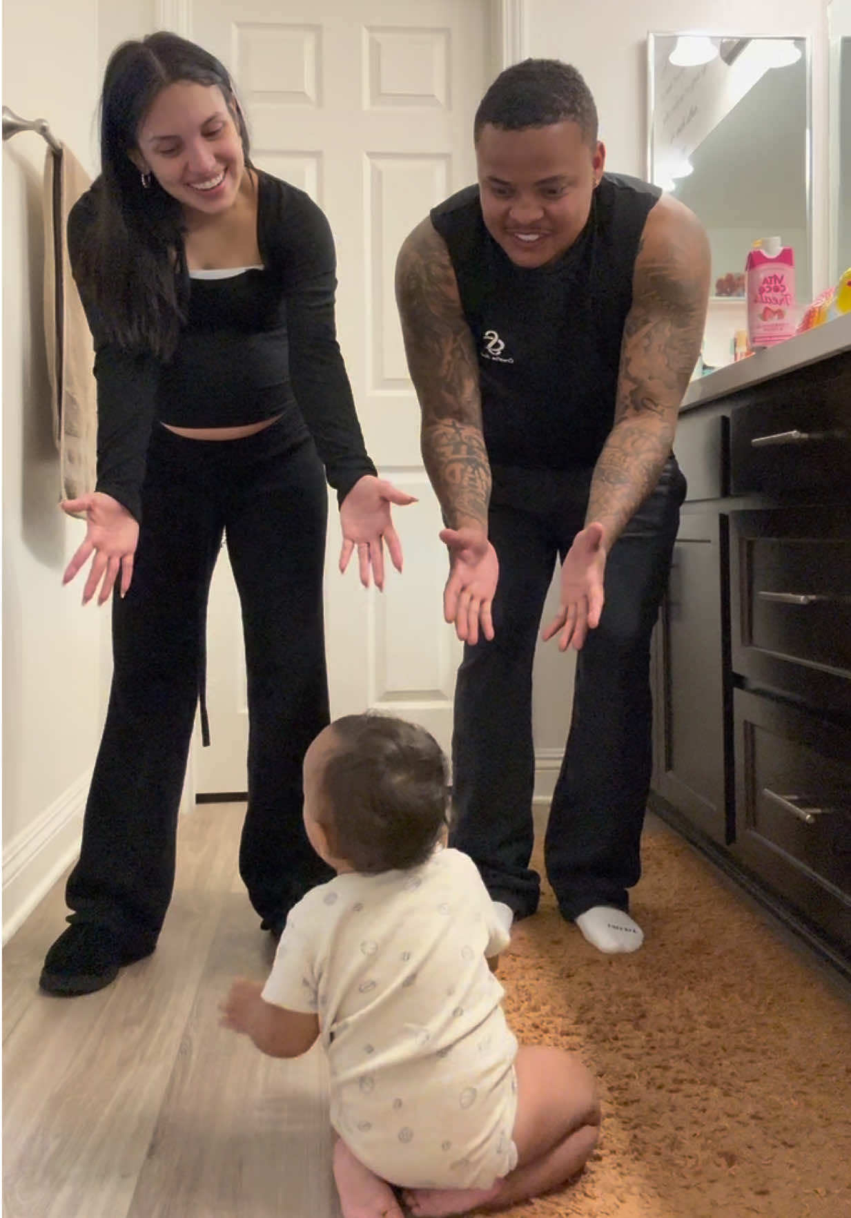 I promise he was gonna go to me 😭 @Vita Coco #zaza #babies #larobenz #lilversachi #vitacoco 