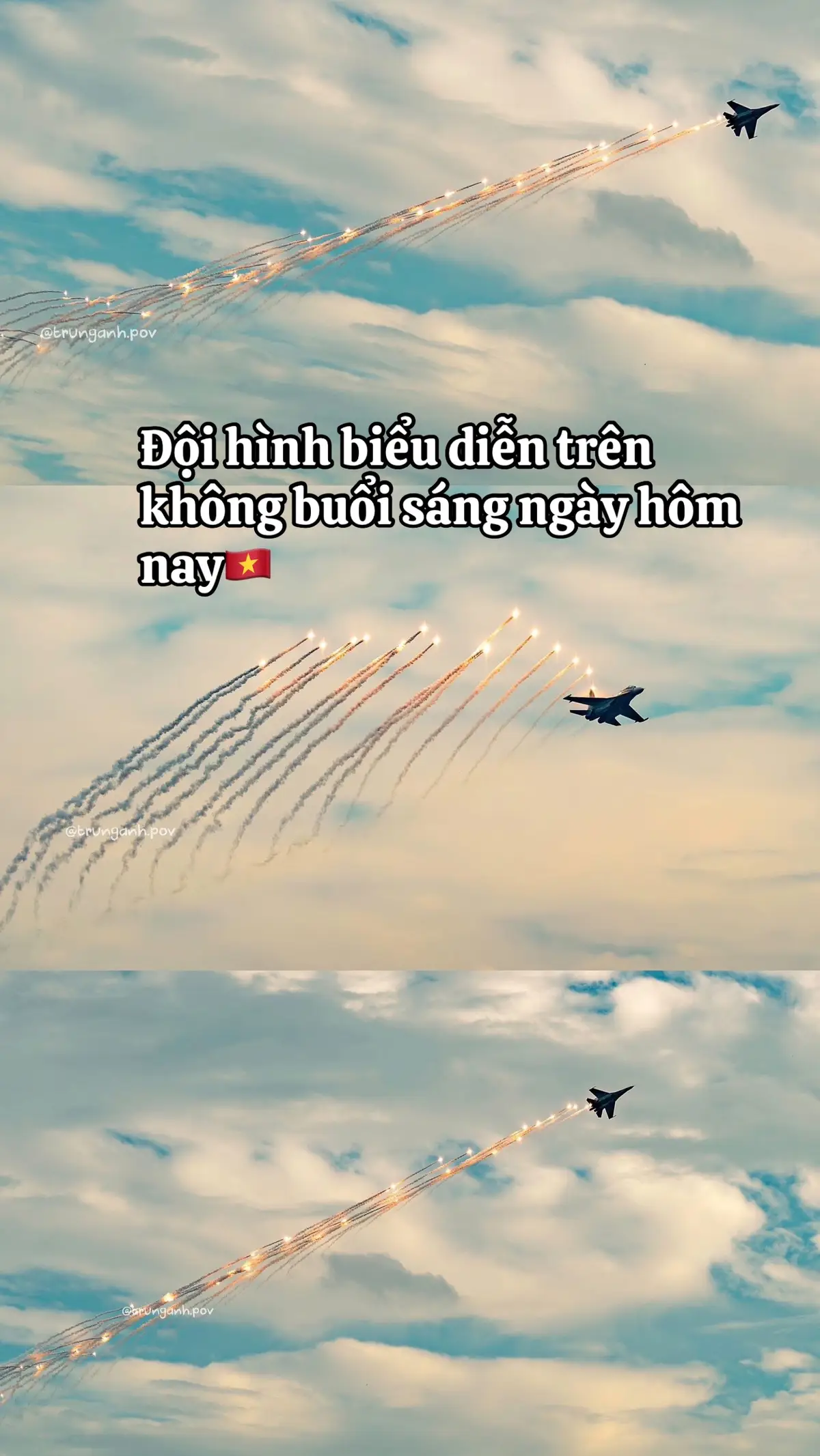 ✈️✨ Tuyệt đối điện ảnh! Đội hình máy bay của Không quân nhân dân Việt Nam rẽ mây trong Lễ Tổng duyệt sáng nay (30/8). 