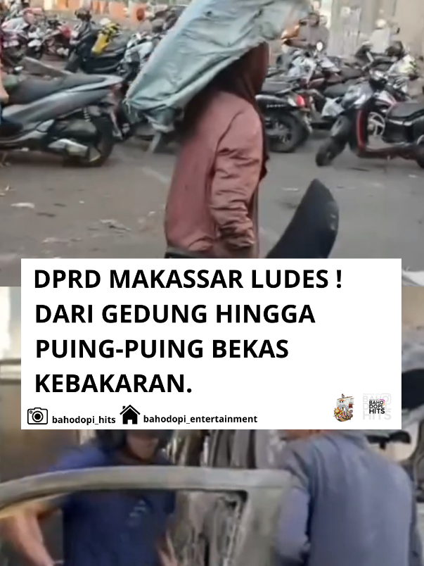 Tercatat dalam sejarah !!! Gedung DPRD Kota Makassar dan DPRD Prov. SULSEL dalam satu hari yang sama tepatnya Jumat 29 Agustus 2025 hangus terbakar. Emosi dan kekecewaan yang dirasakan oleh masyarakat dilampiaskan dalam bentuk kemarahan.  Di sisi lain, beberapa warga tidak menyianyiakan kesempatan ini untuk mencari sesuatu yang berarti. Tak lain demi uang, warga mencari dan memunguti barang barang yang masih layak terpakai bekas kebakaran semalam. Sejumlah Mobil yang ikut menjadi lampiasan kemarahan massa, kini dipreteli oleh warga. Selengkapnya di Sulsel.Herald.id #fyp #indonesia🇮🇩 
