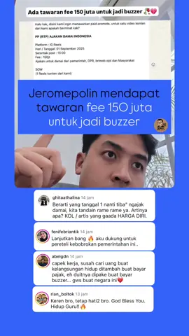 Jeromepolin mengaku ditawari 150 juta untuk jadi buzzer