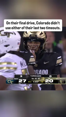 #DeionSanders and #Colorado started their final drive with 1:07 remaining in regulation. #GeorgiaTech won 27-20. #CFB 