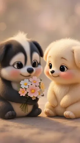 POV: your crush actually showed up with flowers 🌸🐾💕 #wuffoo #cutecouple  #lovegoals  #FYP #petlove 