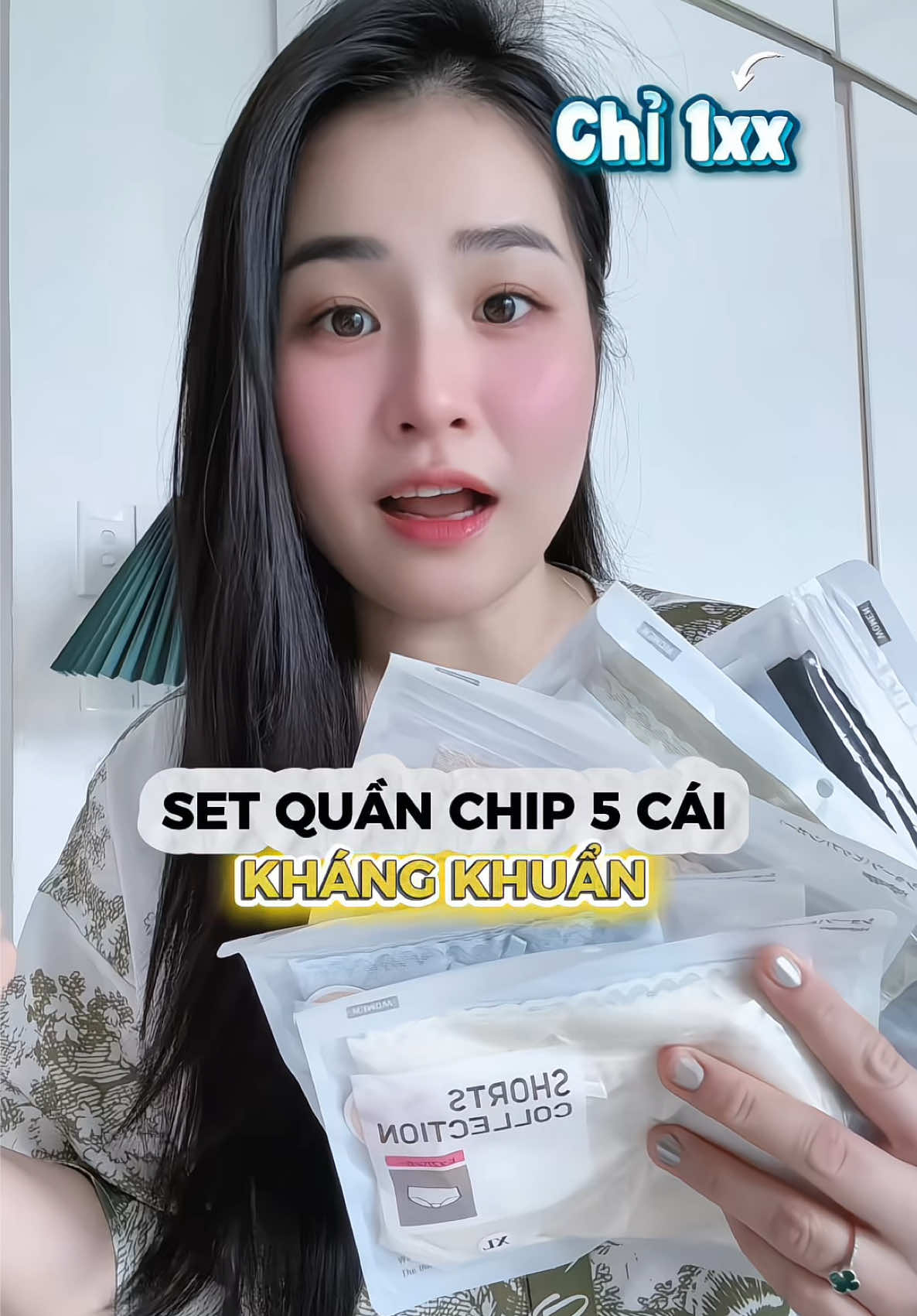 💯 điểm nha, mặc vào sexy đẹp lắm, ban đêm toàn mất ngủ 😆 #quanchip #setquan #quanren #domacnha #donguxinh 