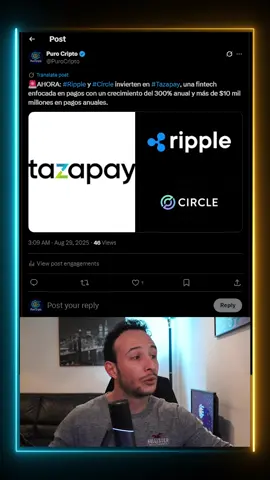 29/08/2025: #Ripple y #Circle invierten en la #fintech #Tazapay #ripple #circle #tazapay #bitcoin #btc #etf #cripto #ath #bullrun #2025 #xrp #ethereum #solana #defi #ripple #purocripto #noticiascripto #stablecoins #memecoins #rwa