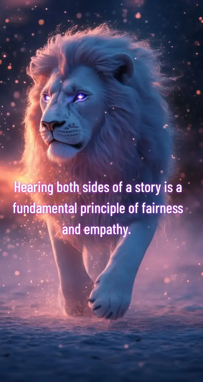 That's a powerful and often painful truth about human relationships. The statement suggests that a person's willingness to listen to your perspective is a direct measure of their care and desire for the truth. When someone makes a judgment without hearing you out, it can feel like a direct rejection of your character and a validation of the negative narrative they've been told. The Importance of Hearing Both Sides Hearing both sides of a story is a fundamental principle of fairness and empathy. It acknowledges that there are multiple perspectives in any conflict. When people truly care, they're not just interested in the facts; they're interested in the impact those facts have on you. They seek to understand, not just to condemn. Ignoring your side of the story can indicate that:  * Their mind is already made up: They've accepted a version of events that confirms their existing biases.  * They prioritize convenience over truth: It's easier to believe a simple story than to engage with a complex one.  * They lack empathy: They are unable or unwilling to consider how the situation might look from your point of view. Protecting Your Peace This situation can be incredibly difficult, but it also offers a valuable insight: you don't need to fight for the approval of people who won't even listen to you. True relationships are built on a foundation of mutual respect and trust. If someone has already judged you without a fair hearing, their opinion may not be a true reflection of your character. Your energy is better spent on relationships with people who value your voice and your perspective. #judgment 