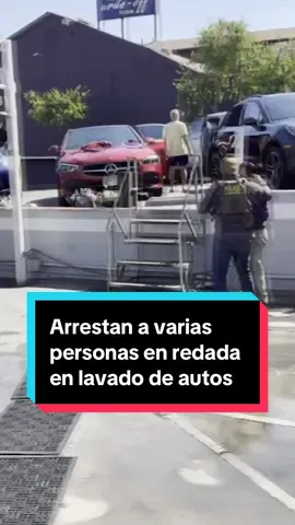 Al menos cuatro personas fueron detenidas el viernes en la mañana durante una redada en un lavado de autos en Studio City. Testigos dicen que vieron a aproximadamente 20 agentes federales llegar en cinco vehículos al negocio Hand Car Wash en el bulevar Ventura. Un comunicado por parte del Departamento de Seguridad Nacional (DHS) confirmó el operativo migratorio por parte de la Patrulla Fronteriza. #telemundo52 #redada #ICE #studiocity