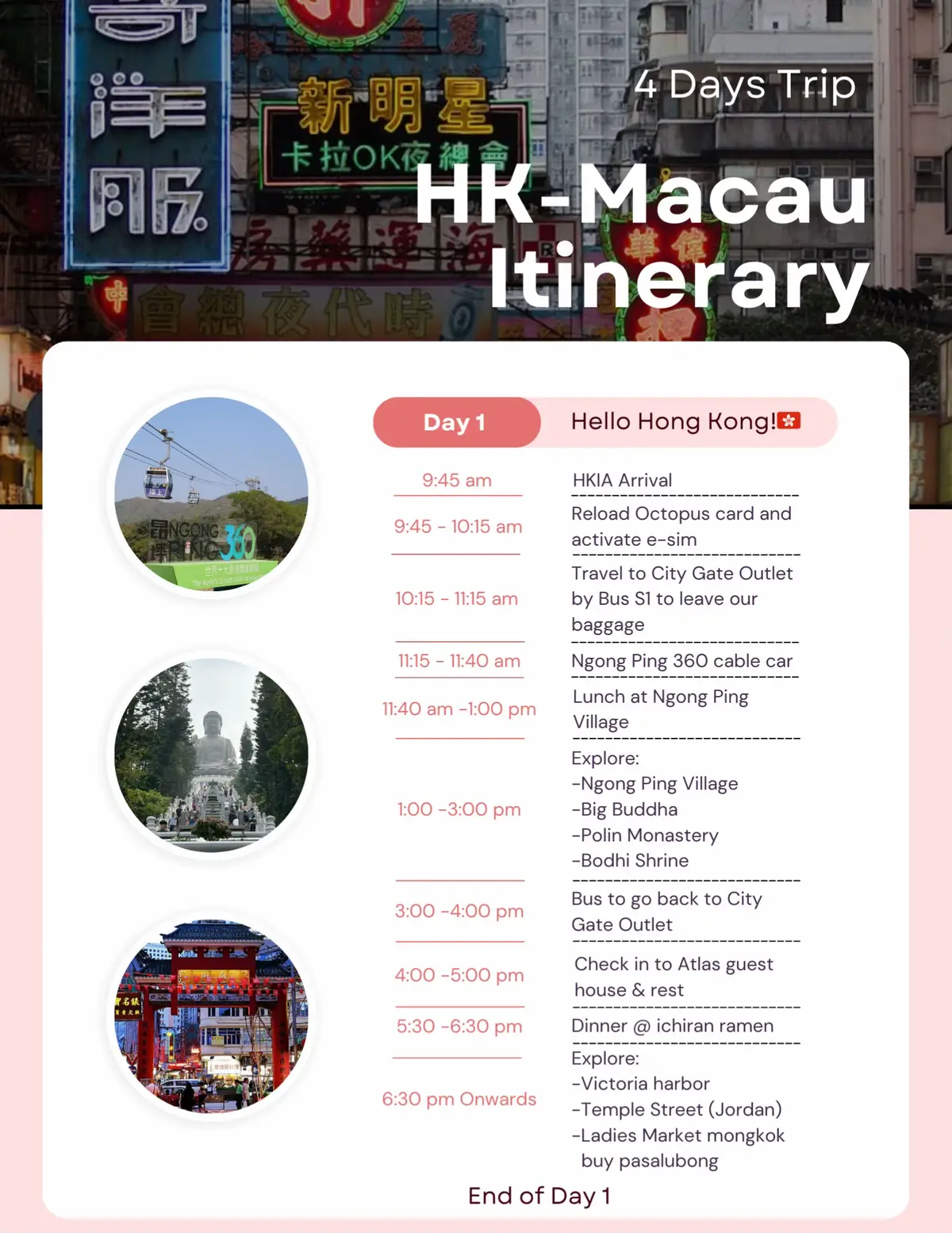 Sharing our Hong Kong-Macau itinerary for 4d3n. We arranged this conveniently. Save this for your next travel goals!✈️ #hongkong #hongkongitinerary #macau #travel 