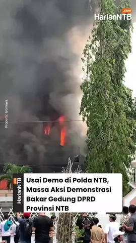 Situasi Gedung DPRD Provinsi NTB saat dibakar massa aksi Demonstrasi DPR pada Sabtu, (30/8/2025) siang. Tampak dalam video, api melalap bangunan kantor DPRD Provinsi NTB di Jalan Udayana, Kota Mataram. Sebelumnya, massa aksi melakukan demonstrasi di Polda NTB.  #harianntb #lombok #sumbawa #demo #dpr 