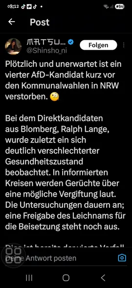 Plötzlich und unerwartet... 4. AfD Kommunalpolitiker tot.Zum wiederholten Male müssen Wahlzettel neu gedruckt werden,und Briefwähler erneut ihre Stimme abgeben. ZUFALL?  #kommunalpolitik #deutschland #foryou #foryoupage #fürdich 