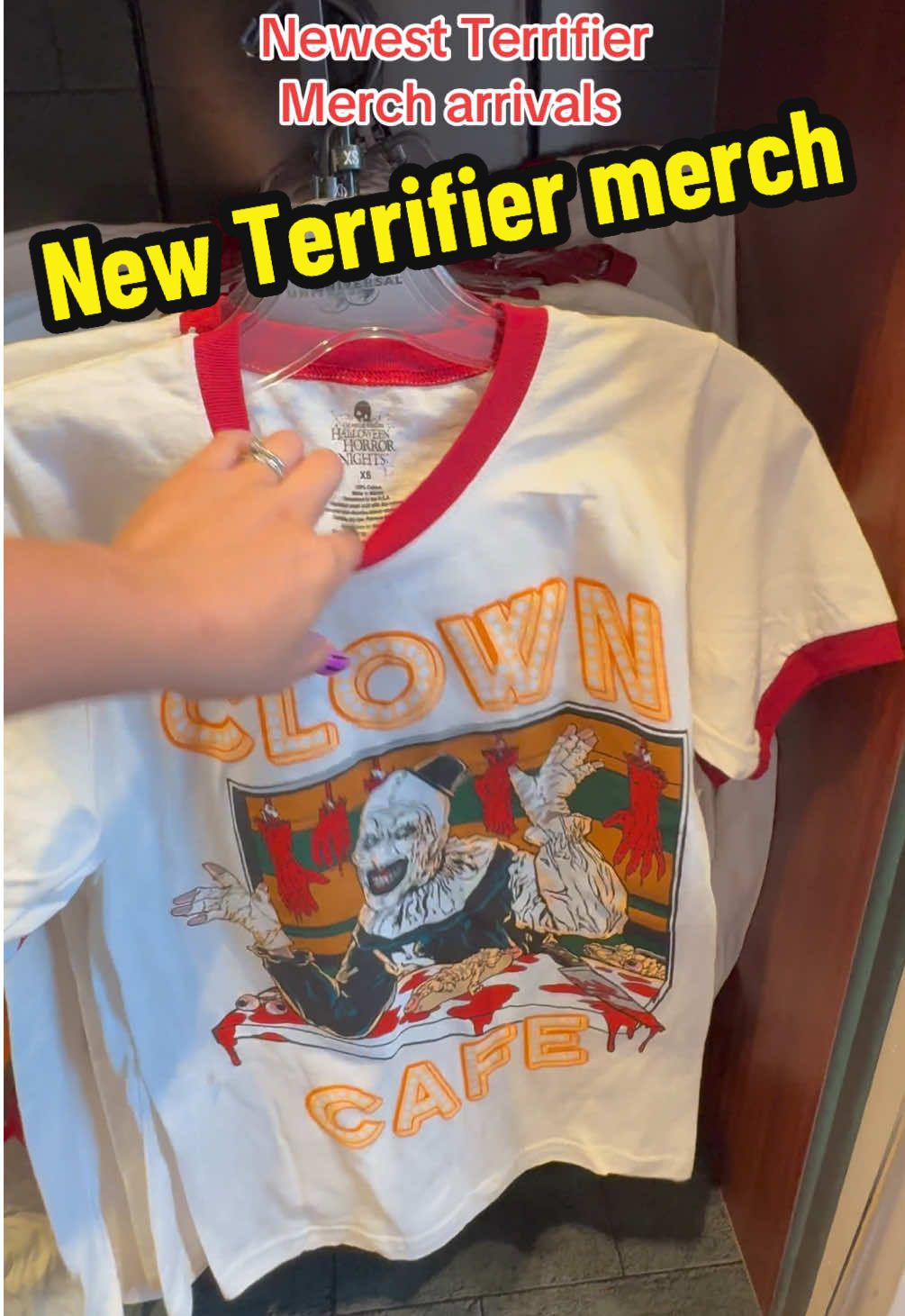 Check out the newest Terrifier merch found at Universal Studios and CityWalk!  Follow for more HHN updates @Universal Studios Hollywood  - #terrifier #horrorfan #hhn #universalstudios #halloweenhorrornights 