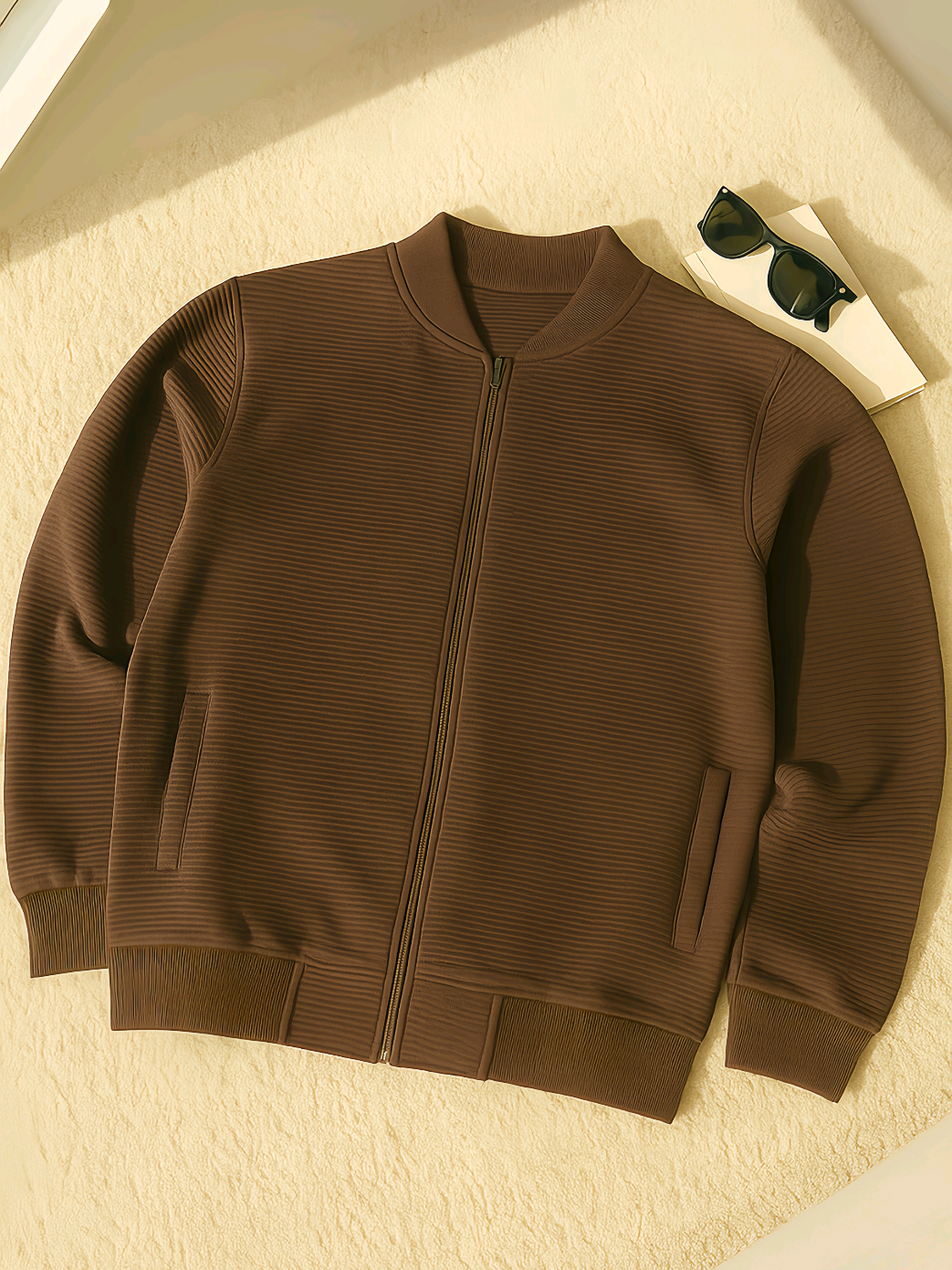 Jaket pria otoman premium jaket bomber polos tekstur garis garis #jaket #jaketbomber #jaketpria #fyp 
