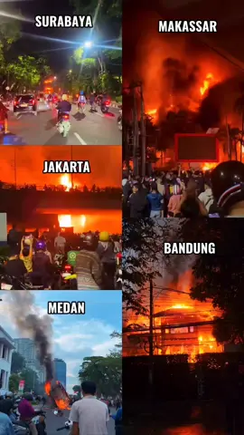 Kobaran api membara di 5 kota di Indonesia dalam aksi tuntutan parlemen dan aparat tidak arogan. Lekas pulih Indonesiaku 🥀🇮🇩 #demodprri #makassar #jakartahariini #medan #bandung 