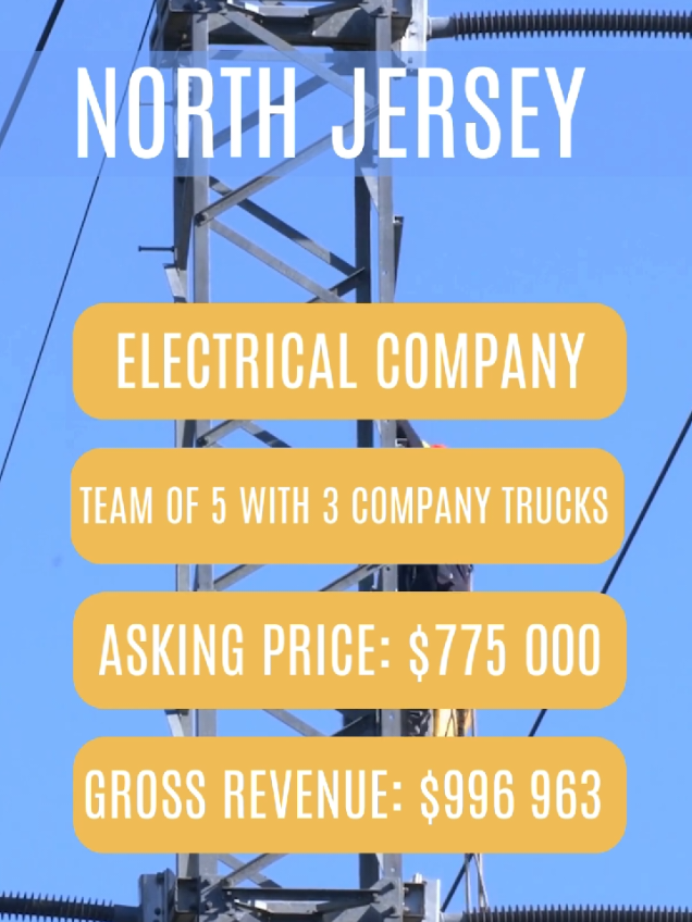 Looking for a profitable business in North Jersey? 📈  This established electrical business  brings in just under $1M in revenue with a skilled team and solid assets. Asking $775K. DM us to learn more today. 🚀 #BusinessForSale #NorthJerseyBusiness #ElectricalBusiness #DinoDealz #BuyABusiness #ProfitableOpportunity 