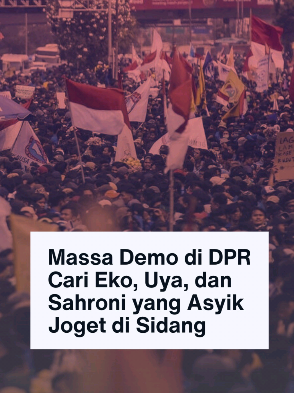 Suara rakyat mengetuk keras pintu DPR. Mereka mencari Eko, Uya, dan Sahroni—bukan untuk berjoget bersama, tapi untuk menagih tanggung jawab dan kepedulian para wakil rakyat terhadap jeritan dan harapan masyarakat.  #idnreport #idntimes #idnnews #dprri #demo 