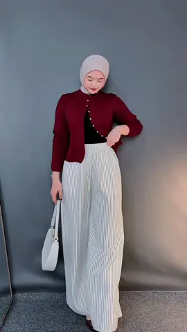 Kulot stripe by @by a cloth outfit #kulot #kulothighwaist #OOTD #ootdhijab 