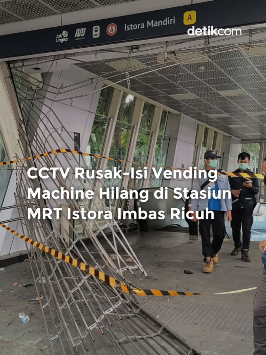Sejumlah kamera pengawas (CCTV) rusak dan isi vending machine (mesin jual otomatis) terjarah di Stasiun MRT Istora Mandiri, Jakarta Pusat (Jakpus), imbas ricuh semalam. Selain itu kaca pecah hingga terjadi vandalisme pada dinding stasiun. 