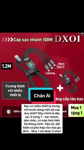 dây sạc 3 trong 1 phù hợp với các dòng điện thoạiii #xuhuong #sac #didong 