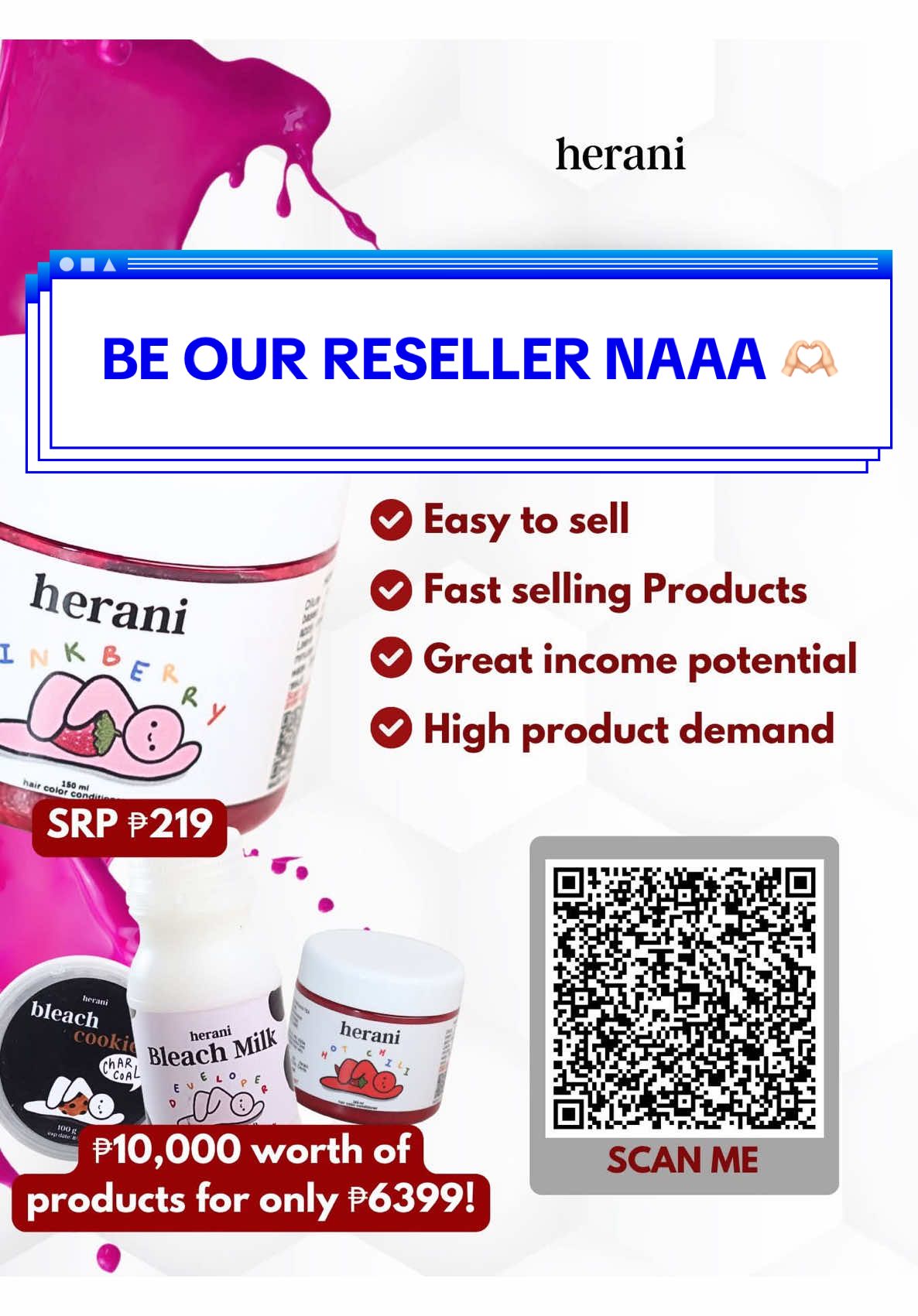 Herani is open for resellers🫣❤️Be part of Herani fam and earn profit + bonus incentives. Fill-up the forms now in our blue app page! #fyp #herani #haircolors #hairtok #reseller 