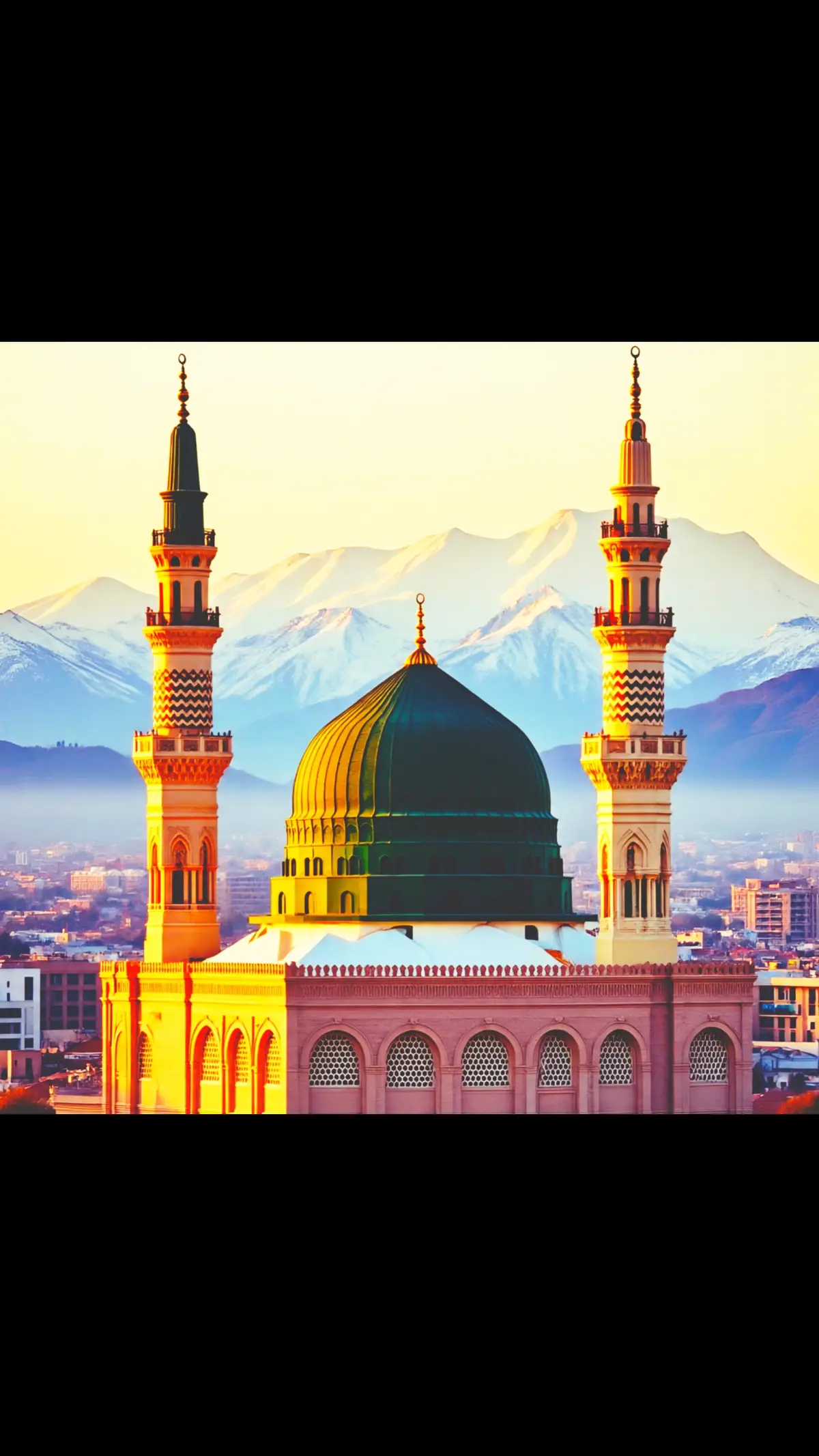 رَسُولُ اللّٰهِ‎ یا 🎉❤️❤️❤️ Madina, the City of the Prophet, shines bright A beacon of faith, where Islam's history takes flight The Masjid an-Nabawi, a mosque of grandeur and might Where the Prophet Muhammad's tomb is a sacred sight The city's streets are lined with date palms, green and tall A tranquil oasis, where faith and peace enthrall Madinah's rich history and heritage are palpable and real A place where Muslims from all over the world come to feel The city's warm hospitality and welcoming smile Make it a place of pilgrimage, worth traveling a long while#islamic_video #100k #1millionaudition